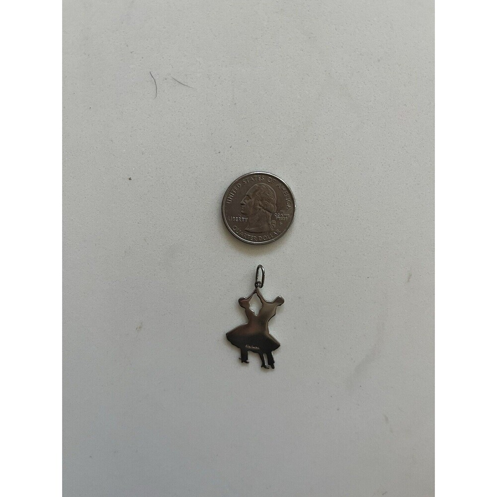 Sterling Silver Ballroom Dancers Charm Pendant Flat 1 1/2”